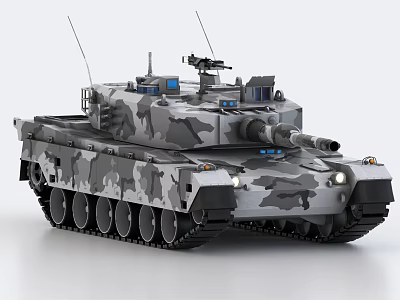 Modern Military Tank Exterior With Camouflage Paint Turret Main Gun And Tracks 3d model