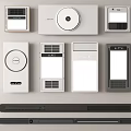 Modern White Gray Household Electrical Appliances Including Ventilation Fans Control Panels And Lighting Fixtures