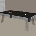 Contemporary Entertainment Pool Table with Transparent Legs Black Felt and Billiard Balls White Cue Ball