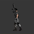 Tactical Military Figure Wearing Helmet And Camouflage Pants Holding Rifle On White Base