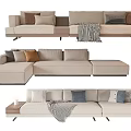 Modern Modular Sectional Sofa Set With Decorative Pillows And Throw Blanket 3d model