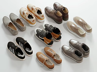 Assorted Casual Shoes Collection Featuring Various Colors Styles And Designs 3d model