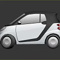Modern White Two Seater Compact Car With Black Roof And Sleek Design