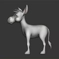 Cartoon Donkey 3D Character Design With Gray Body Big Ears And Black Mane