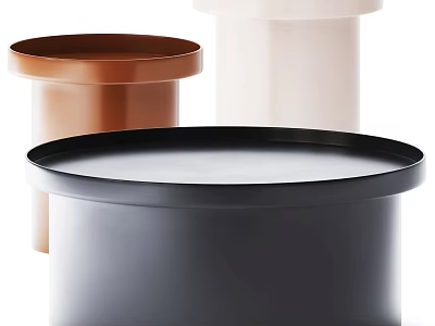 Modern Minimalist Coffee Table With Round Top In Black Brown White Color Options 3d model
