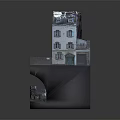 Cartoon Building Scene With Brick Structure Multiple Windows And Interior Architectural Details