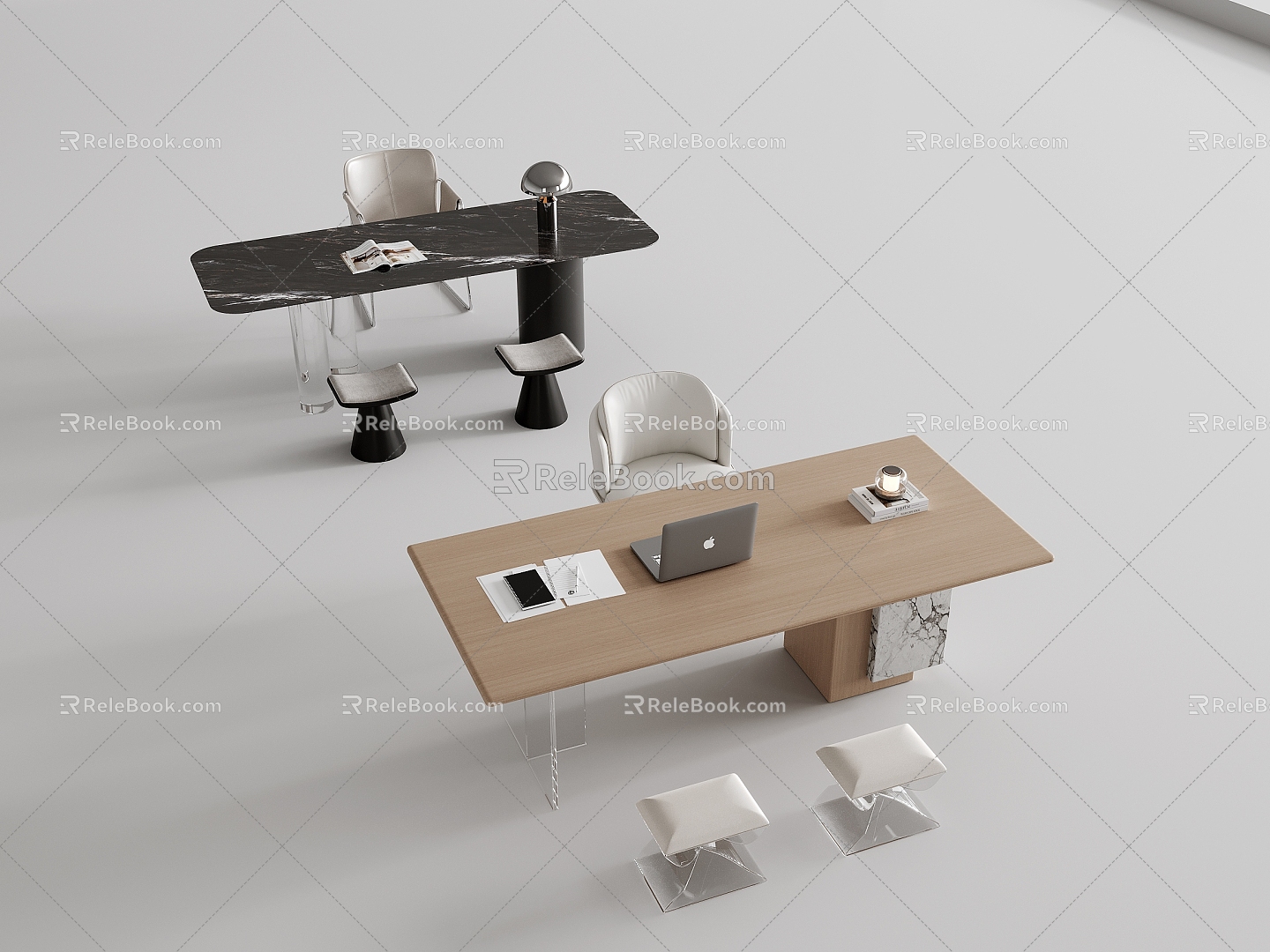 Modern office desk and chair combination desk and chair 3d model