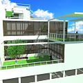 Eco Friendly Building Complex Design With Green Rooftops Lawns Trees Pathways And People