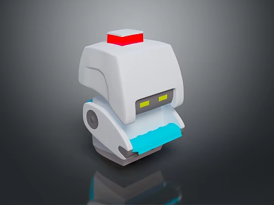 Game And Movie Robot Character With White Body Red Top Yellow Eyes And 3D Design 3d model