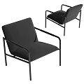 Modern Accent Chair With Black Fabric Upholstery And Metal Armrest Frame