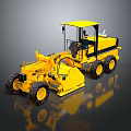 Heavy Duty Yellow Construction Grader Utility Vehicle With Cab And Large Wheels