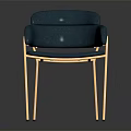 Elegant Modern Blue Dining Chair With Upholstered Seat And Metal Legs Design