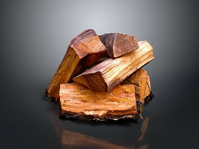 Stacked Natural Wooden Logs with Rustic Texture and Warm Brown Wood Tones 3d model