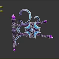 Magical Staff With Purple Blue Crystals And Intricate Decorative Patterns