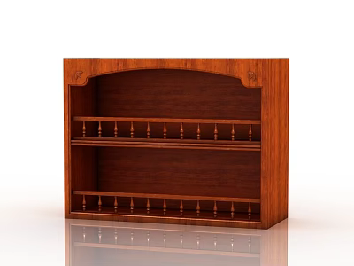 Classic Wooden Cabinet With Multiple Storage Shelves And Decorative Carved Details 3d model