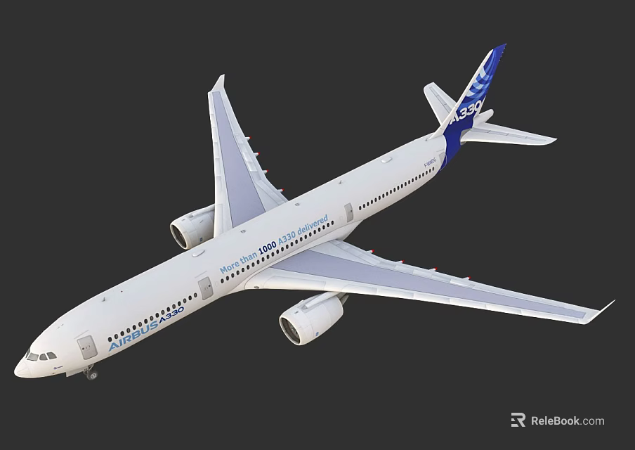 Passenger Airplane ANA With White Body Blue Tail Twin Engines And Wings 3d model 