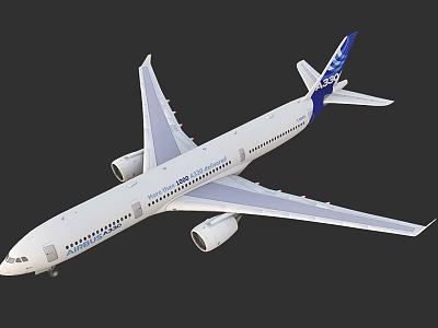Passenger Airplane ANA With White Body Blue Tail Twin Engines And Wings 3d model