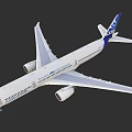 Passenger Airplane ANA With White Body Blue Tail Twin Engines And Wings