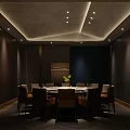 Elegant Private Dining Room With Round Table Brown Chairs Large Windows And Decorative Plant