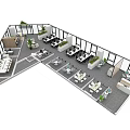 Modern Public Office Area With Open Layout Work Desks Green Plants And Sofa Seating