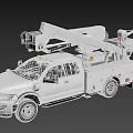 White Crew Cab Utility Truck With Aerial Lift Crane Arm For Work