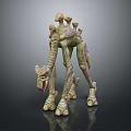 Fantasy Creature 3D Sculpture With Long Neck Spiked Back And Slender Limbs In Standing Pose