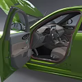 Green Modern Sedan Car With Sunroof Sleek Exterior And Distinctive Front Grille