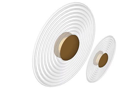 Two Modern Wall Lamps With White Circular Rings And Golden Center Design 3d model