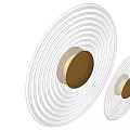 Two Modern Wall Lamps With White Circular Rings And Golden Center Design