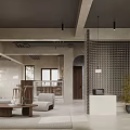 Modern Basement Interior With Cozy Sofa Bar Counter Wooden Shelves And Warm Lighting