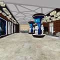 Modern KTV Lobby Interior With Elegant Lighting Decorative Column And Reception Desk 3d model
