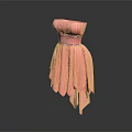 Pink Strapless Pleated Dress With Beaded Waistband And Asymmetrical Hem Design