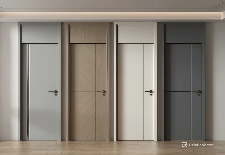 Modern Interior Hinged Doors In Stylish Design With Multiple Color Choices 3d model