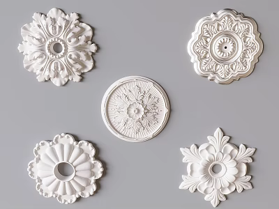 French Gypsum Carved Lamp Plate European Gypsum Chandelier Base 3d model