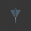 Blue Fighter Jet Model With Red Accent Lines Cockpit Landing Gear And Aerodynamic Wings