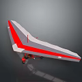 Red and white glider model with large wings on dark background 3d model