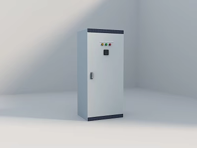 Industrial Control Cabinet With Gray Metal Enclosure Control Panel Buttons And Display Screen 3d model