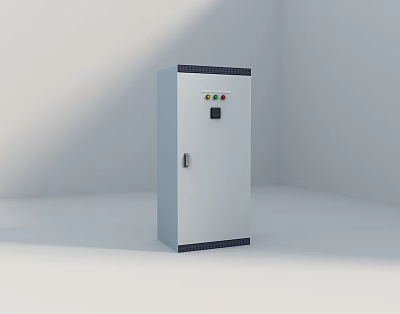 Industrial Control Cabinet With Gray Metal Enclosure Control Panel Buttons And Display Screen 3d model