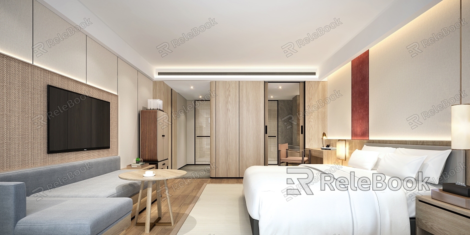 Guest Room Big Bed Room Hot Spring Big Bed Room Hot Spring Room Pool Room model