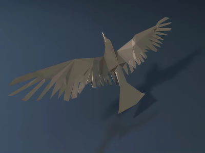 Geometric Bird Sculpture With Spread Wings And Polygonal Design Details 3d model