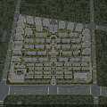 Aerial View Planning of Residential Complex Layout With Green Spaces And Roads