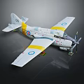 Vintage Propeller Aircraft Model With White Yellow Stripes And Blue Red Roundels On Display Stand