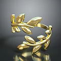 Elegant Gold Leaf Design Ring With Shiny Polished Metallic Finish And Fashionable Accessory Style