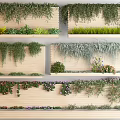 Various Hanging Vines Decorative Wall Design With Wooden Panels And Plant Combinations