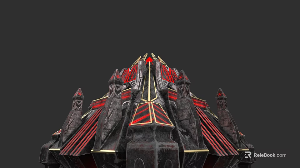 Future Architecture Design Featuring Spires Geometric Shapes Red Black Accents And Intricate Details 3d model 