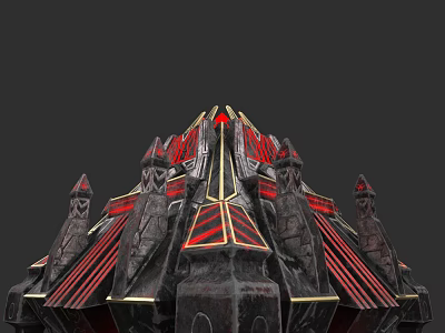 Future Architecture Design Featuring Spires Geometric Shapes Red Black Accents And Intricate Details 3d model