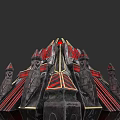 Future Architecture Design Featuring Spires Geometric Shapes Red Black Accents And Intricate Details