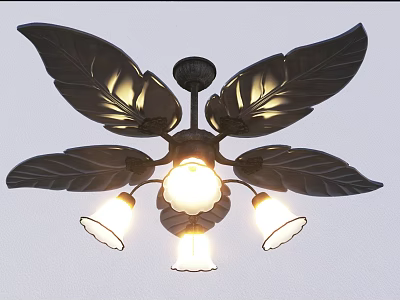 Vintage Leaf Shaped Chandelier With Multiple Warm Light Bulbs And Metal Frame 3d model