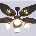 Vintage Leaf Shaped Chandelier With Multiple Warm Light Bulbs And Metal Frame