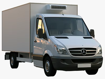 White Mercedes Benz Commercial Cargo Van Exterior With Refrigeration Ventilation System 3d model